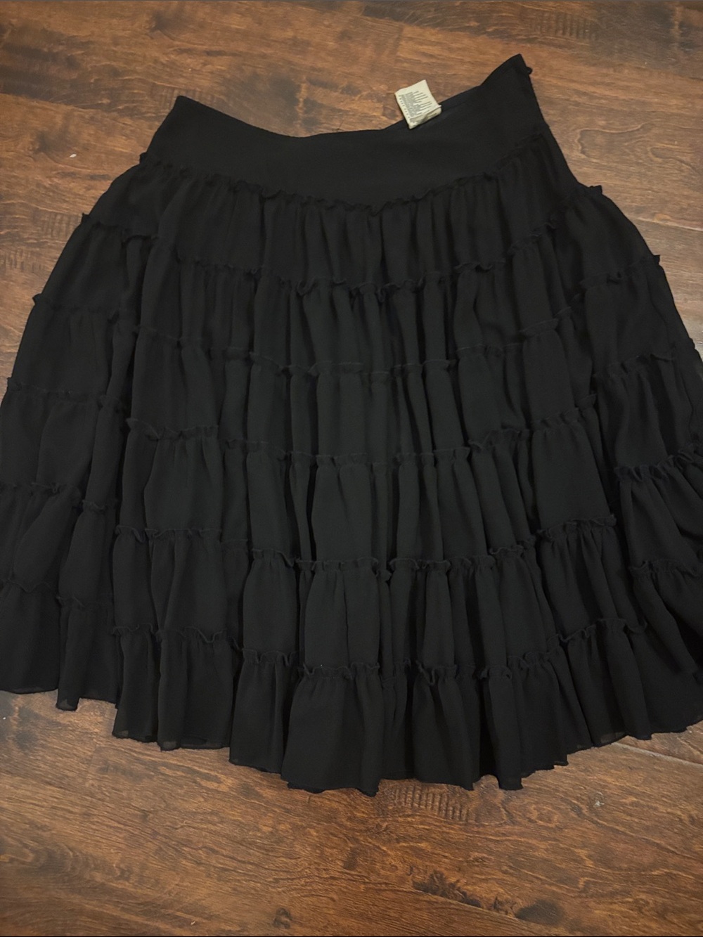 H&M Black Tiered A-Line Midi Skirt